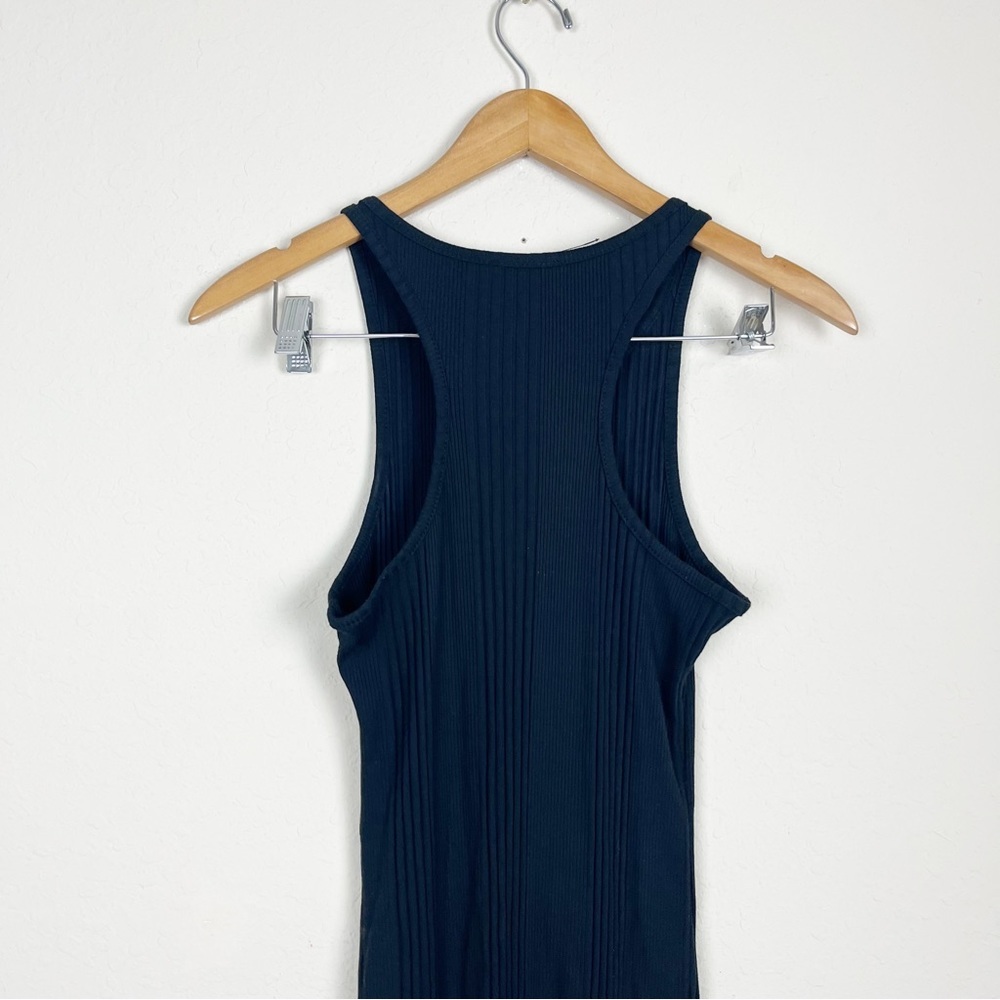 FRAME Variegated Ribbed Tank Dress In Black Size Small - Picture 6 of 8